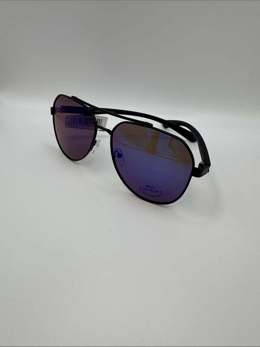 Men's Black Sunglasses with Purple Mirrored Lenses